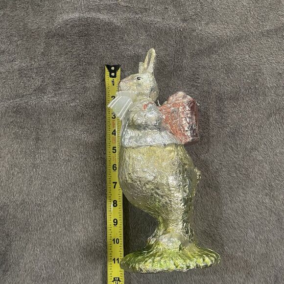 Bunny Rabbit Faux Foil Chocolate Figurine 11 inches tall Basket on Back Easter - Picture 9 of 10